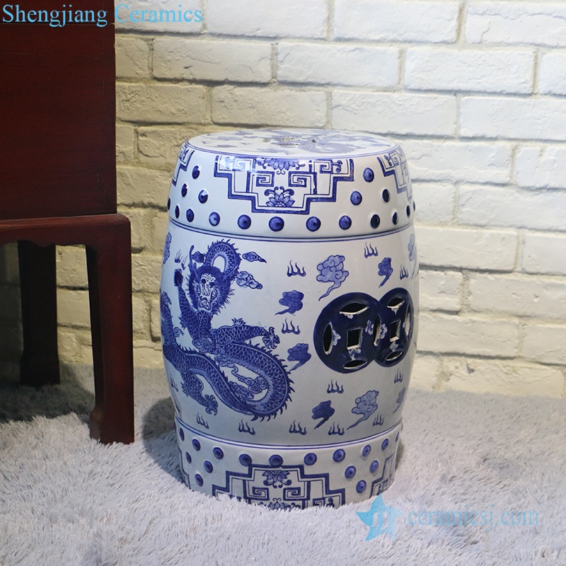 dragon design ceramic stool