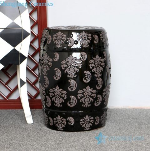 black background ceramic stool