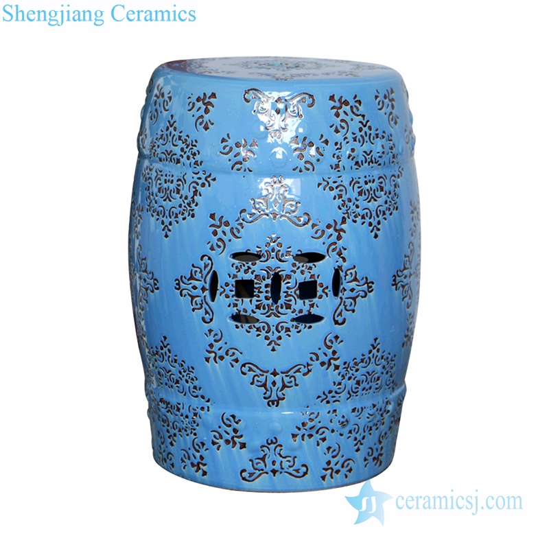 blue ceramic stool