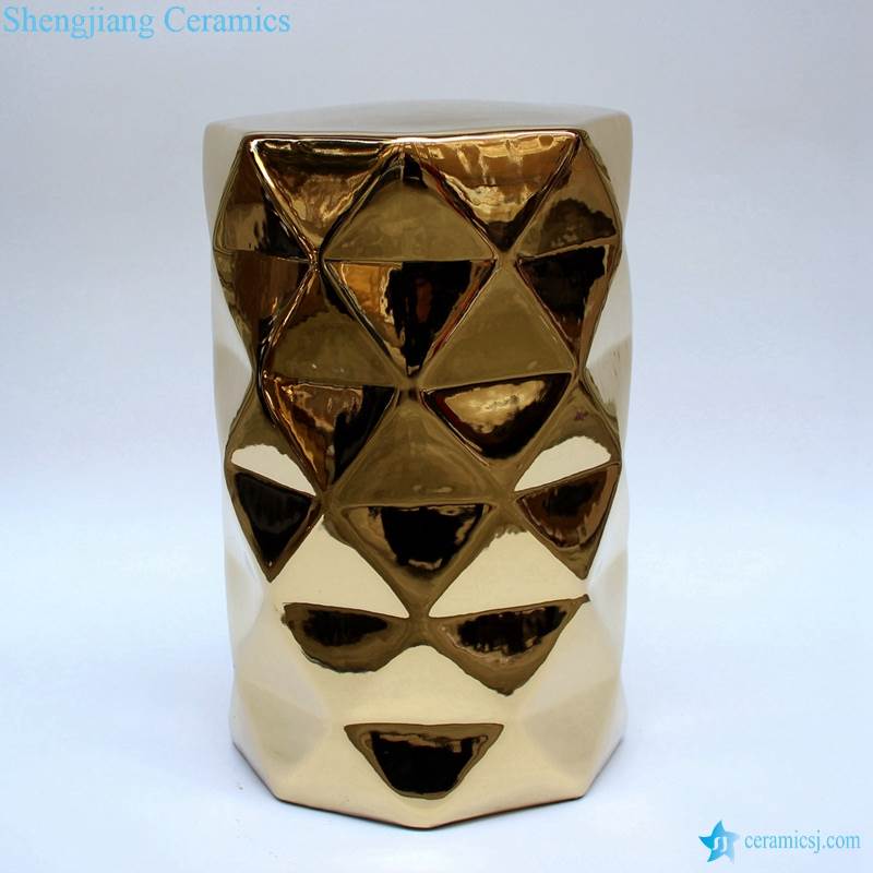 Gold pleated diamond sparkles ceramic home chair stool