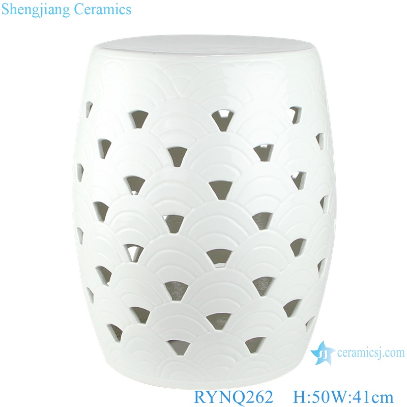 RYNQ262 hot sale pure white Solid color ceramic garden Drum stool