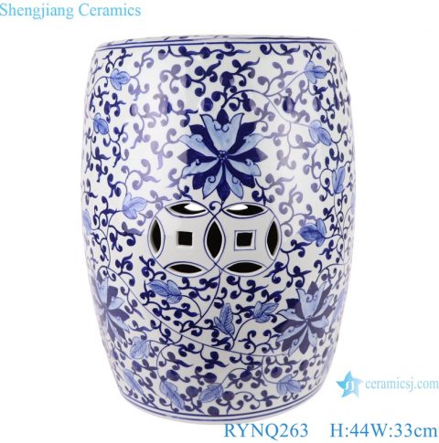 Chinese blue and white flower hand painted porcelain Home stool 