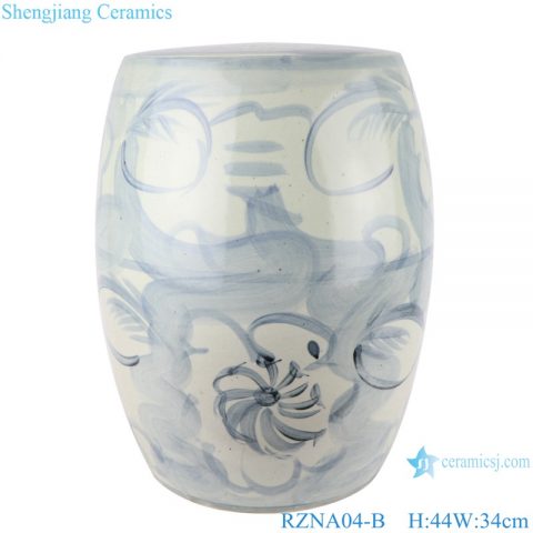 Jingdezheng Antique handmade light blue pattern ceramic stools RZNA04-B