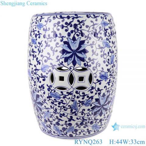 Chinese blue and white porcelain stool flower design