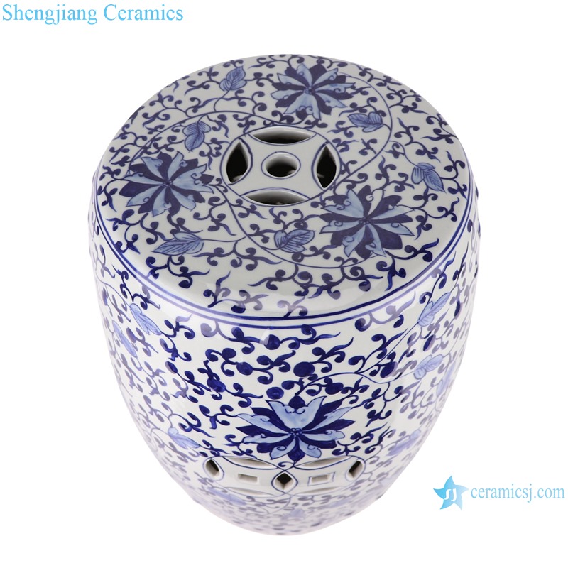 Chinese blue and white ceramic stools flower design