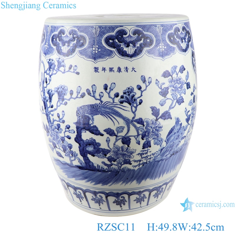RZSC11blue and white porcelain stool handcraft flowers and birds patterns